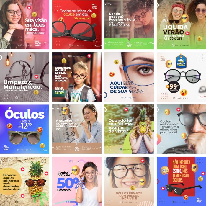 Templates Canva Óticas Oftalmologista 44 Artes Editáveis + Bônus