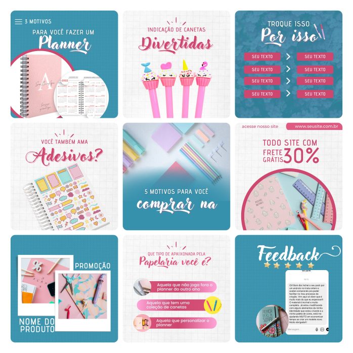 Templates Canva Papelaria 30 Artes Editáveis + Bônus