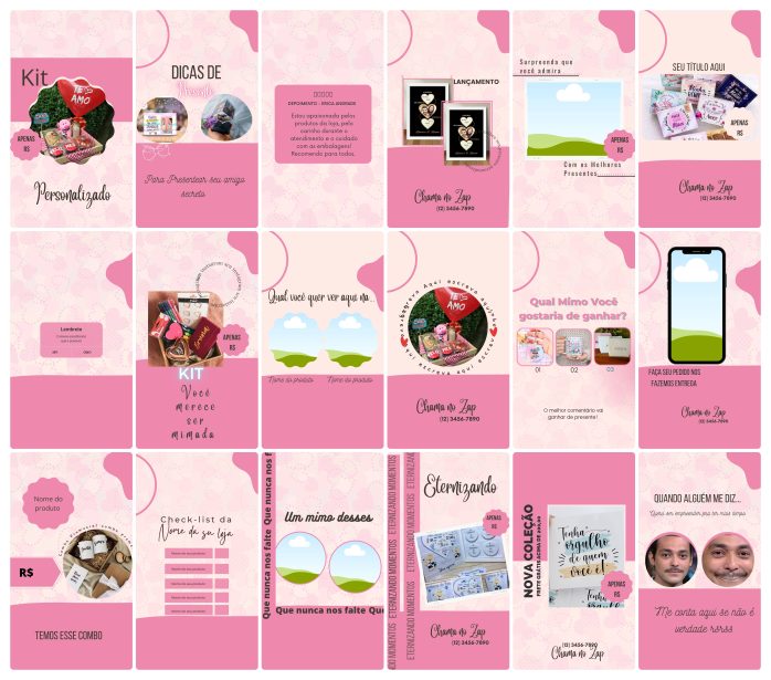 Templates Canva Personalizados Sublimação 100 Stories Editáveis