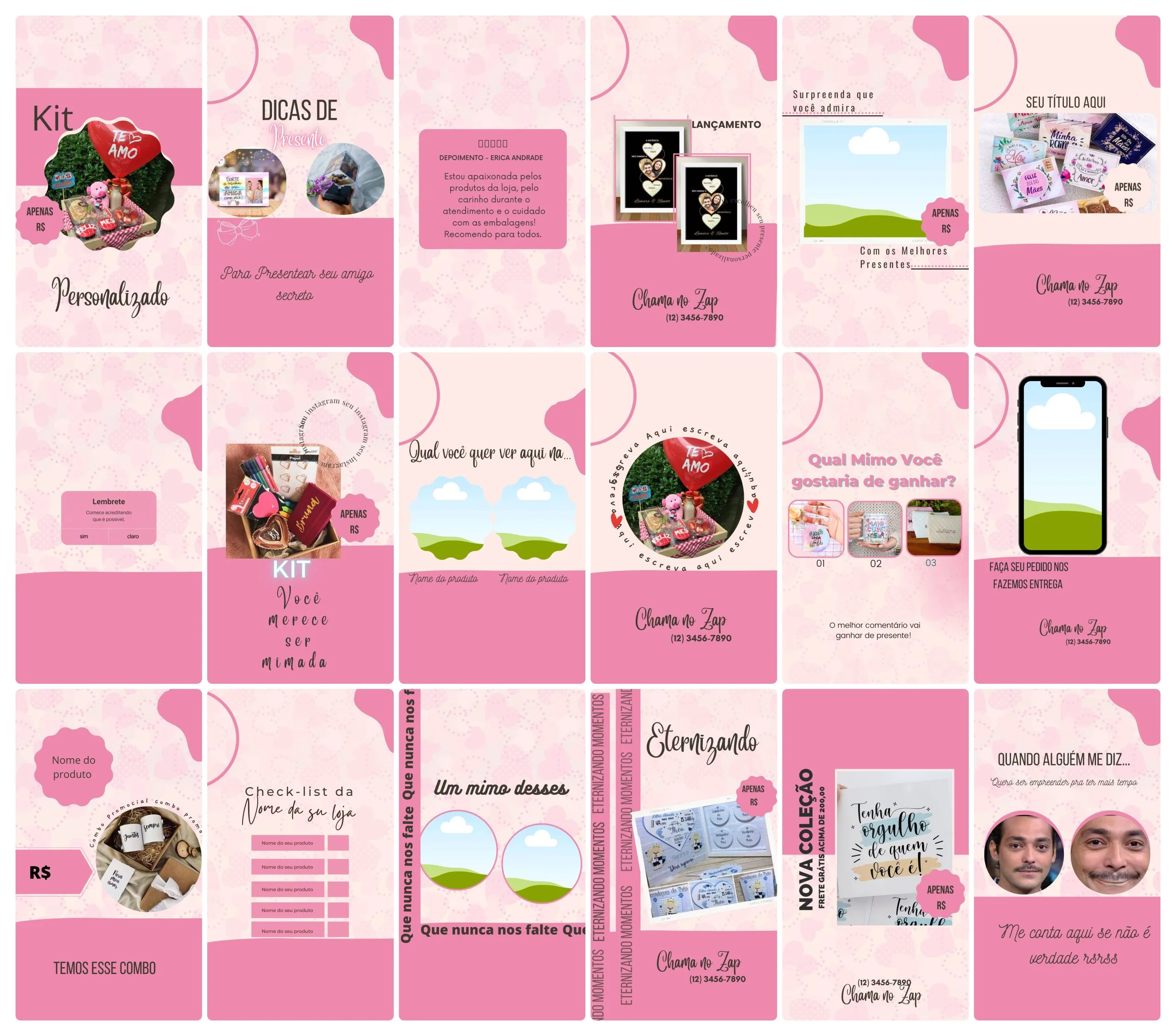 Templates Canva Personalizados Sublimação 100 Stories Editáveis 4 Templates Canva Personalizados Sublimação 100 Stories Editáveis