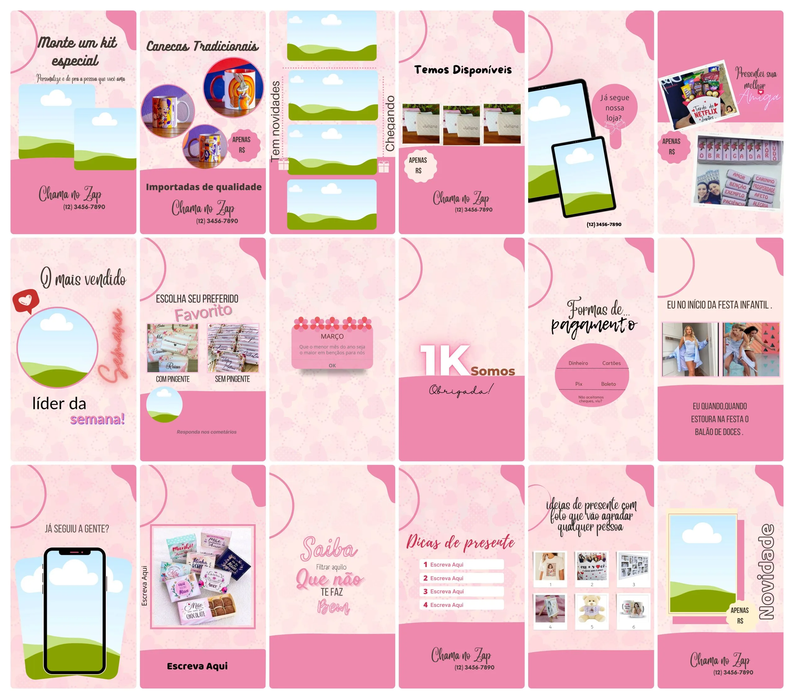 Templates Canva Personalizados Sublimação 100 Stories Editáveis 3 Templates Canva Personalizados Sublimação 100 Stories Editáveis