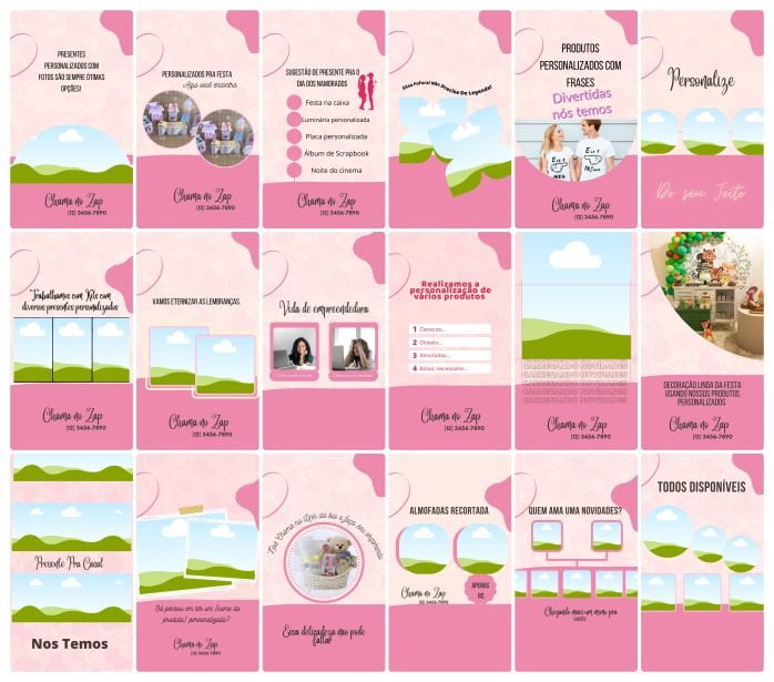 Templates Canva Personalizados Sublimação 100 Stories Editáveis