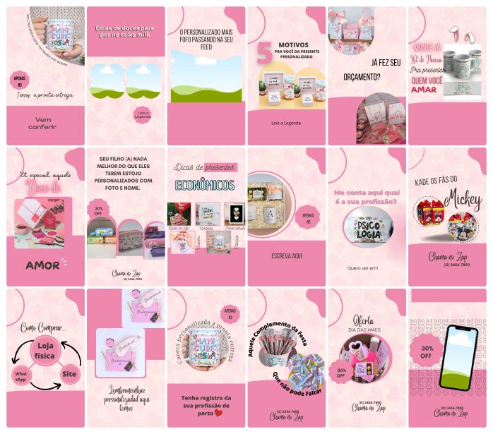 Templates Canva Personalizados Sublimação 100 Stories Editáveis