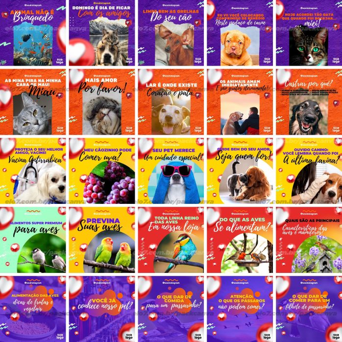 Templates Canva Pet Shop Petshop 100 Artes Editáveis + Bônus