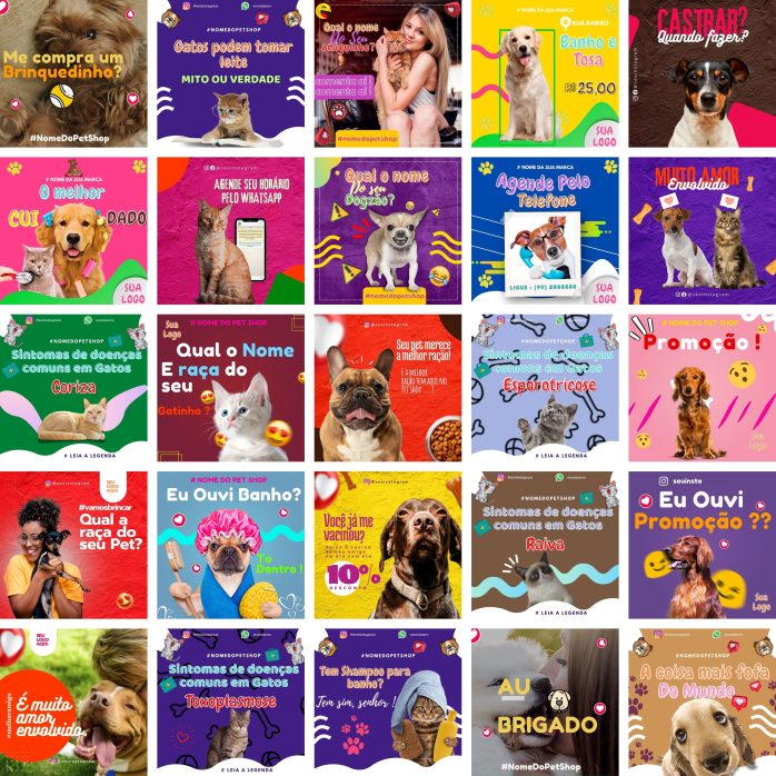 Templates Canva Petshop Pet Shop 360 Artes Editáveis + Bônus
