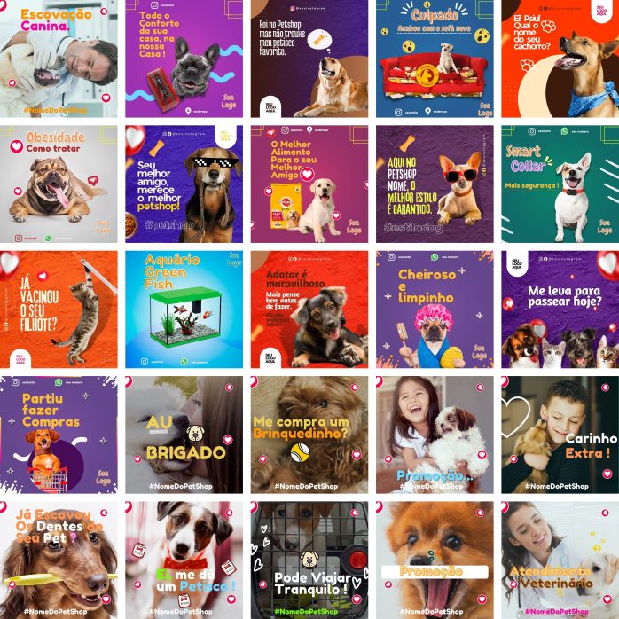 Templates Canva Petshop Pet Shop 360 Artes Editáveis + Bônus