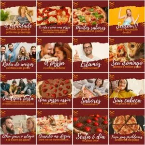 Templates Canva Pizzaria Pizza 200 Artes Editáveis + Legendas
