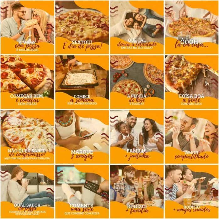 Templates Canva Pizzaria Pizza 200 Artes Editáveis + Legendas
