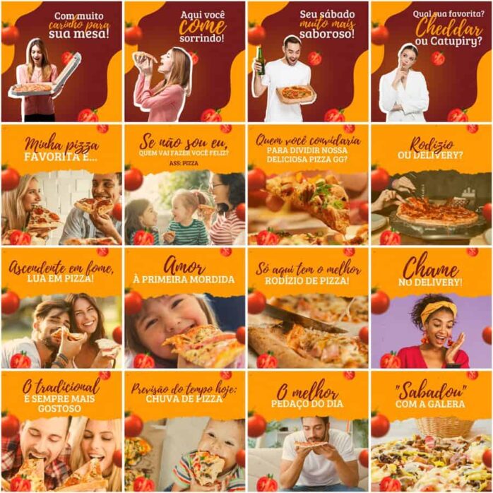 Templates Canva Pizzaria Pizza 200 Artes Editáveis + Legendas