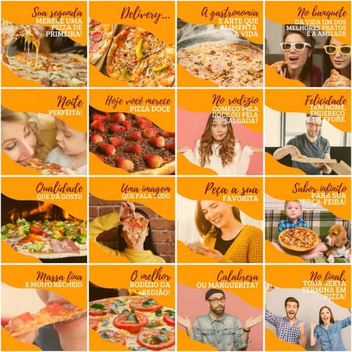 Templates Canva Pizzaria Pizza 200 Artes Editáveis + Legendas