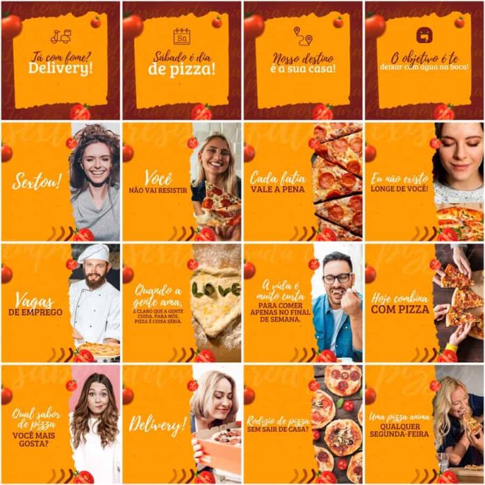 Templates Canva Pizzaria Pizza 200 Artes Editáveis + Legendas