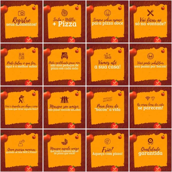 Templates Canva Pizzaria Pizza 200 Artes Editáveis + Legendas