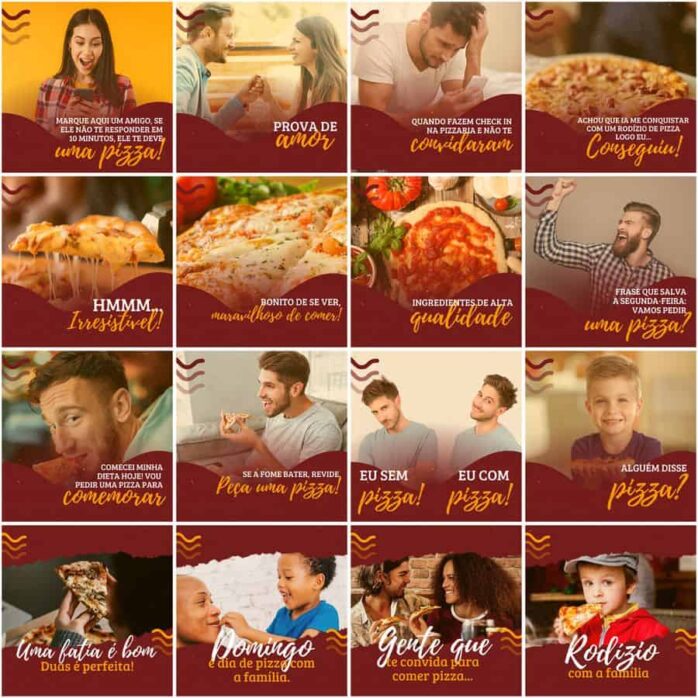 Templates Canva Pizzaria Pizza 200 Artes Editáveis + Legendas