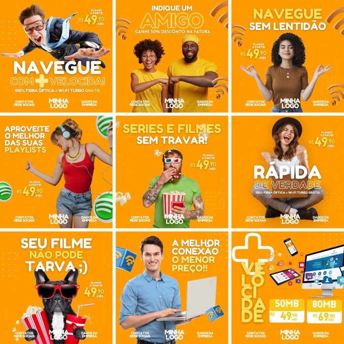 Templates Canva Provedor De Internet 18 Artes Editáveis Mídias Sociais + Bônus