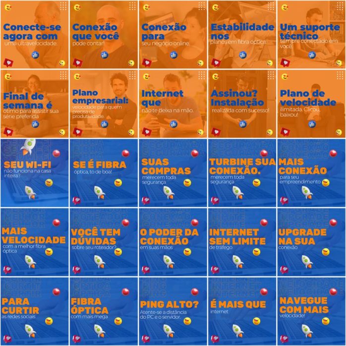 Templates Canva Provedor de Internet 200 Artes Editáveis + Legendas