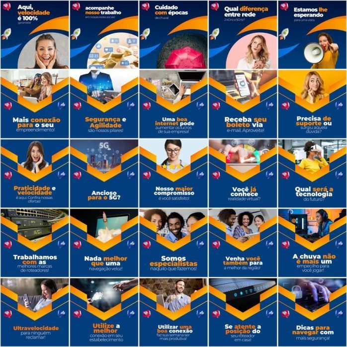 Templates Canva Provedor de Internet 200 Artes Editáveis + Legendas