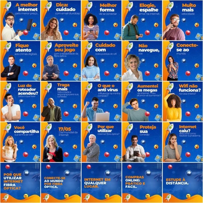 Templates Canva Provedor de Internet 200 Artes Editáveis + Legendas