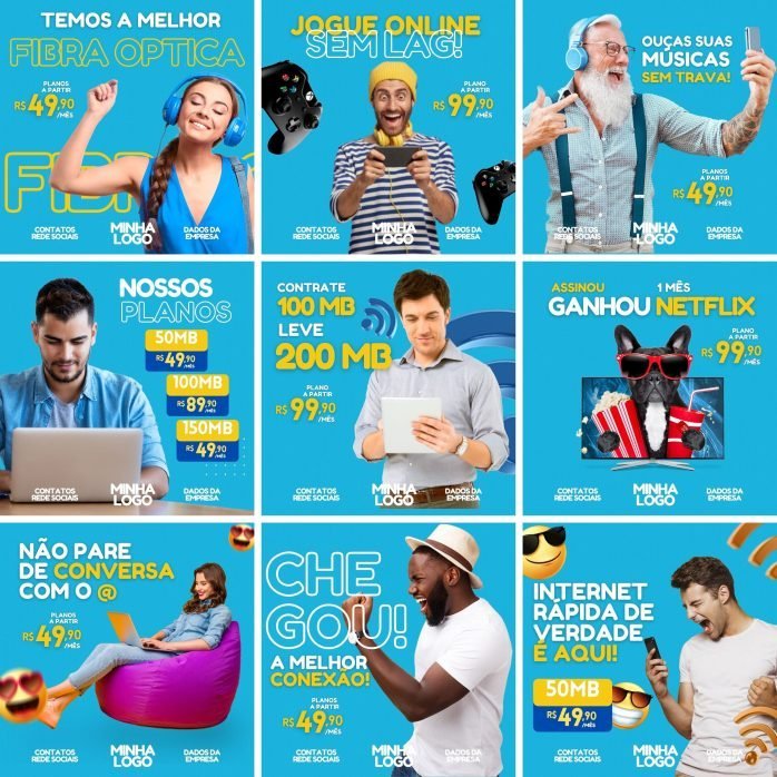 Templates Canva Provedor de Internet 28 Artes Editáveis + Bônus