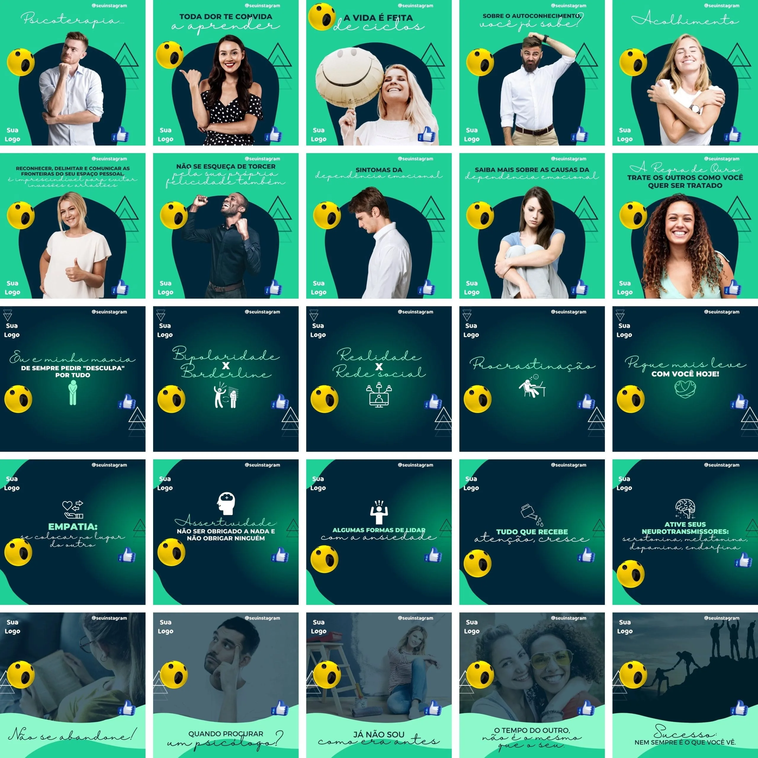 Templates Canva Psicologo 3.0 100 Artes Editáveis + Bônus 2 Templates Canva Psicologo 3.0 100 Artes Editáveis + Bônus