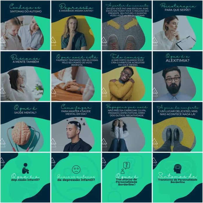 Templates Canva Psicólogo Psicologia 200 Artes Editáveis + Legendas