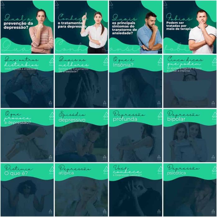 Templates Canva Psicólogo Psicologia 200 Artes Editáveis + Legendas