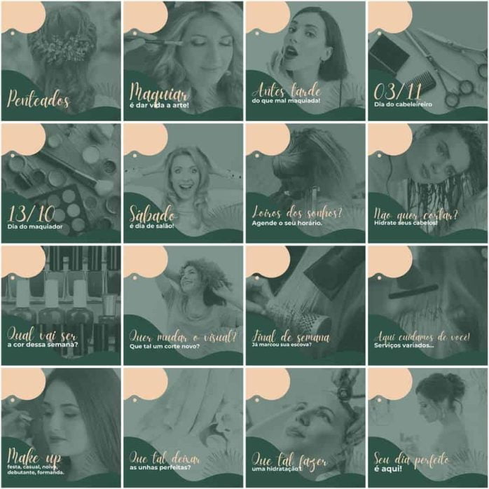 Templates Canva Salão de Beleza 200 Artes Editáveis + Legendas