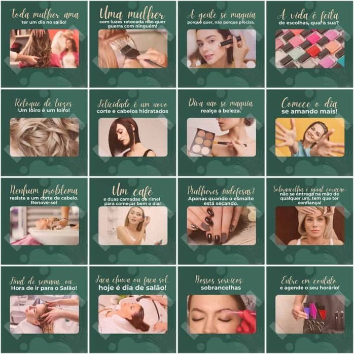 Templates Canva Salão de Beleza 200 Artes Editáveis + Legendas