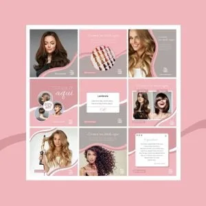 Templates Canva Salão de Beleza Feminino 10 Artes Editáveis + Bônus 3 Templates Canva Salão de Beleza Feminino 10 Artes Editáveis + Bônus