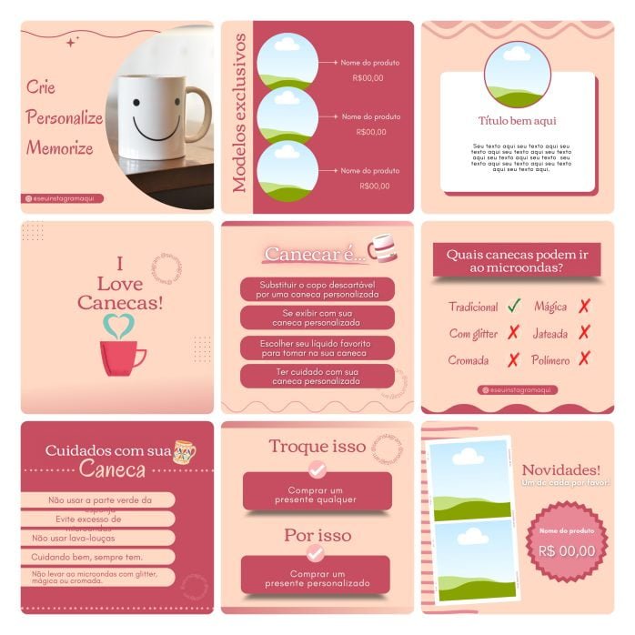 Templates Canva Sublimação Loja de Personalizados 130 Artes Editáveis + Bônus