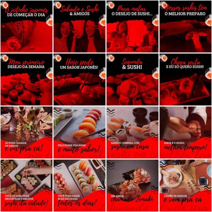 Templates Canva Sushi 200 Artes Editáveis + Legendas