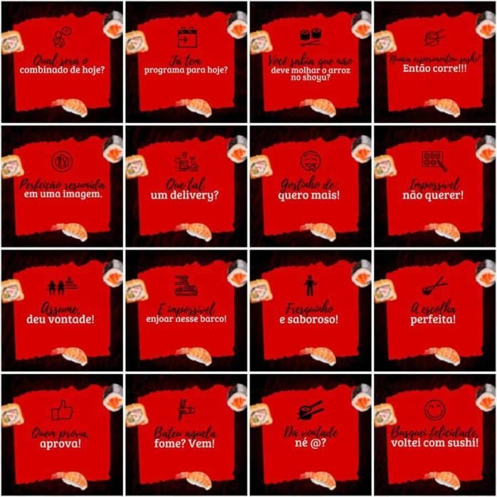 Templates Canva Sushi 200 Artes Editáveis + Legendas