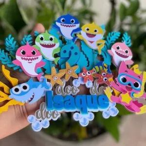 Topo de Bolo Baby Shark Camadas