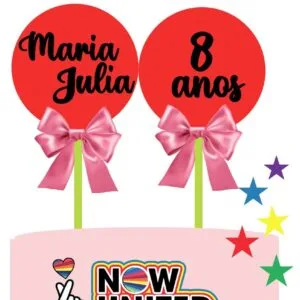 Topo de Bolo Ballon Cake Now United