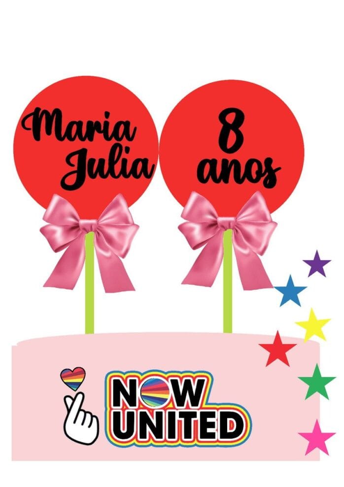 Topo de Bolo Ballon Cake Now United