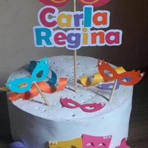 Topo de Bolo Carnaval Máscaras