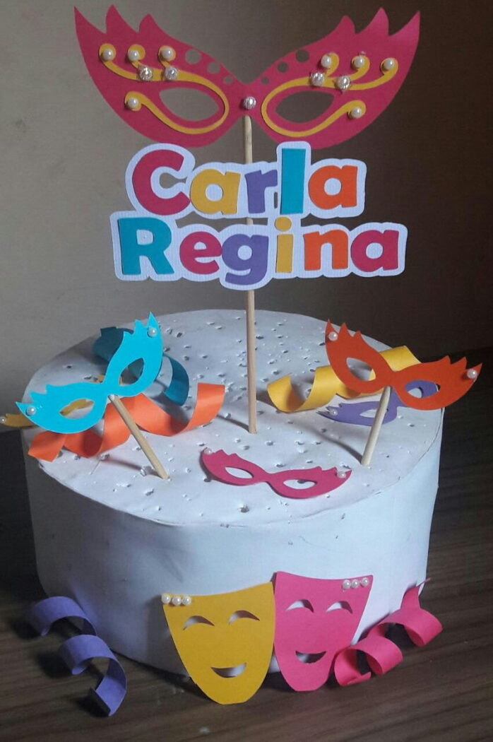 Topo de Bolo Carnaval Máscaras