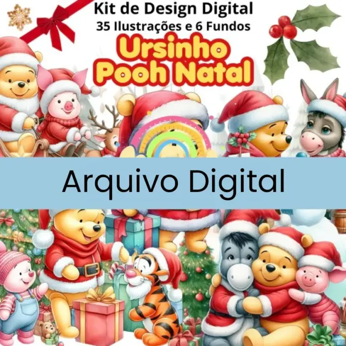 Ursinho Pooh Tematico Natal Kit Png Personalizados Festivos 2